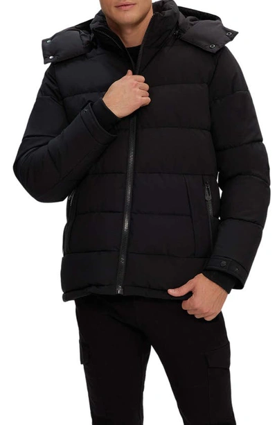 Noize River Hooded Puffer Jacket In Black