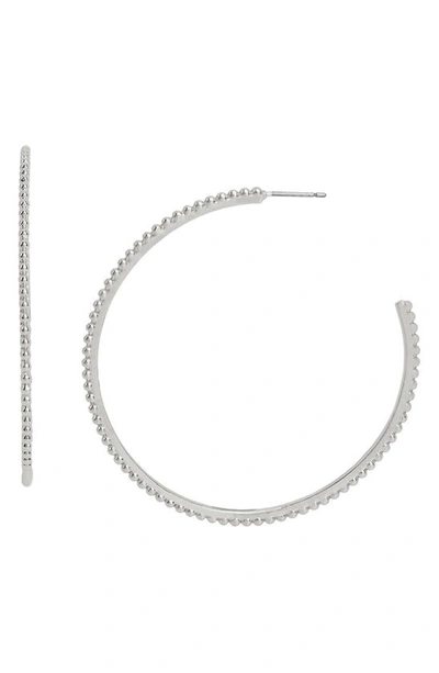 Allsaints Sculpted Ball Chain Hoop Earrings In Rhodium