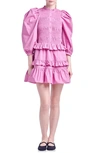 English Factory Smocked Balloon Sleeve Cotton Minidress In Orchid