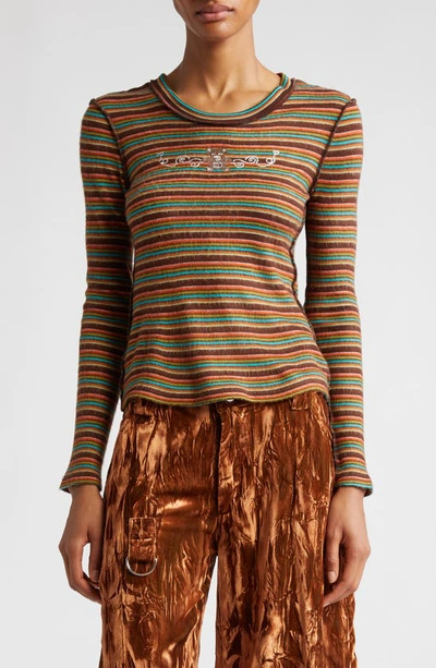 Collina Strada Cardio Rhinestone Embellished Stripe Crewneck