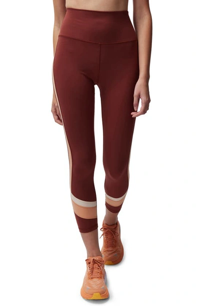 Spiritual Gangster Velo Dream High Waist Tech Jersey Leggings In Washed Burgundy