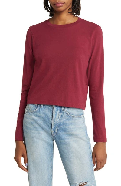Madewell Bella Long Sleeve Softfade Cotton Crop T-shirt In Mulberry Wine