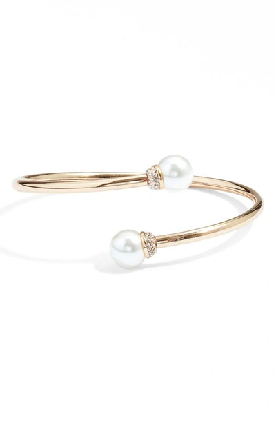 Nordstrom Imitation Pearl Cuff Bracelet In Clear- White- Gold