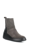 Fly London Doxe Wedge Platform Boot In 001 Anthracite/ Black