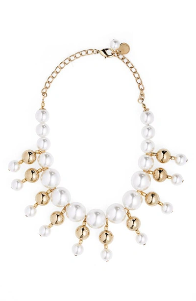 Carolina Herrera Imitation Pearl Bib Necklace In Pearl Gold