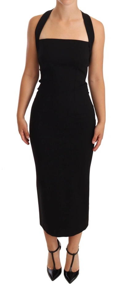 Dolce & Gabbana Black Stretch Halter Sleeveless Sheath Dress | ModeSens