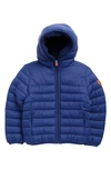 Save The Duck Kids' Rob Hooded Puffer Coat In Eclipse Blue
