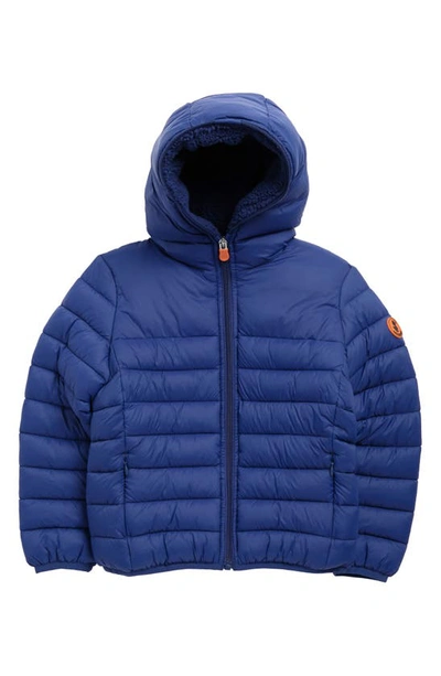 Save The Duck Rob Hooded Puffer Coat In Eclipse Blue