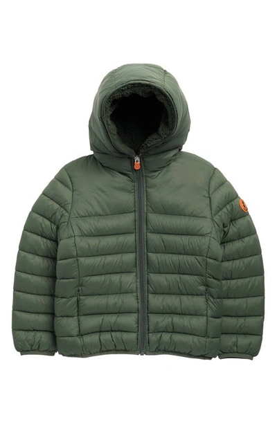 Save The Duck Rob Hooded Puffer Coat In Thyme Green