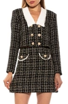 Alexia Admor Aurelia Tweed Crop Jacket In Black/white