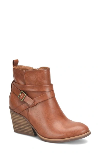 Korks Heidi Block Heel Bootie In Dark Tan