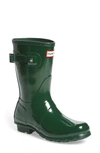 Hunter 'original Short' Gloss Rain Boot In  Green