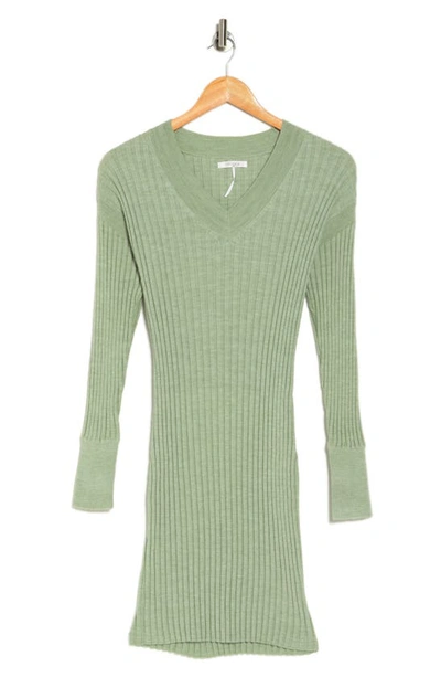 Stitchdrop Foundation V-neck Long Sleeve Sweater Dress In Sea Glass