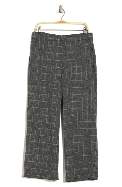 Max Studio Double Knit Wide Leg Pants In Black/ Charcoal Marled Window