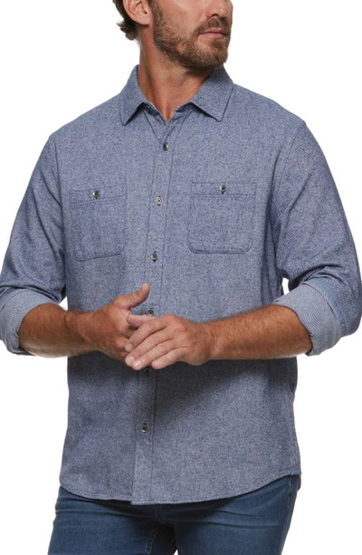 Flag And Anthem Haysville Long Sleeve Cotton Twill Button-up Shirt In Navy