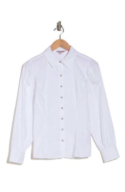 Nanette Lepore Crystal Button-up Shirt In Brilliant White