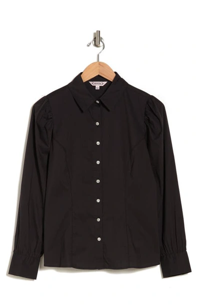 Nanette Lepore Crystal Button-up Shirt In Very Black