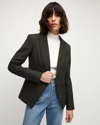 Veronica Beard Somner Herringbone Dickey Jacket In Loden/black