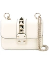 Valentino Garavani 'rockstud Lock' Mini Leather Chain Bag In Neutrals