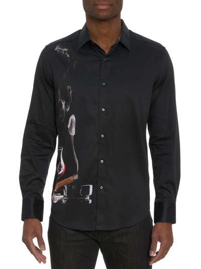 Robert Graham Man Cave Long Sleeve Button Down Shirt Tall In Black