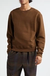 Lemaire Men's Crewneck Cotton Sweatshirt In Dark Tobacco
