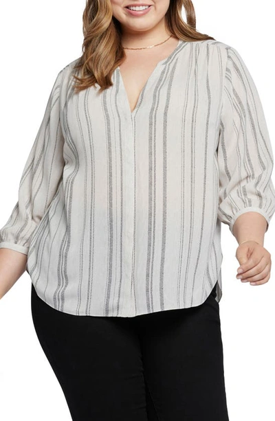 Nydj Semisheer Pintuck Blouse In Sasha Stripe