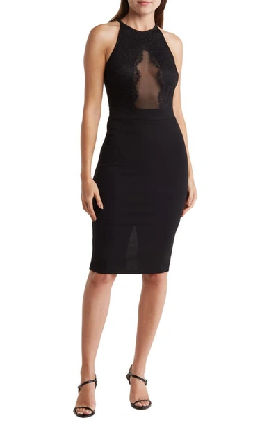 Bebe Peekaboo Lace Sheath Dress In Black