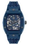 Philipp Plein The $keleton Ceramic Silicone Strap Watch, 44mm In Blue