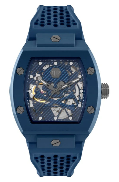 Philipp Plein The $keleton Ceramic Silicone Strap Watch, 44mm In Blue