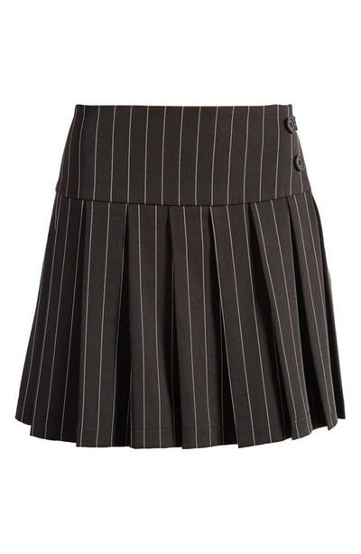 Noisy May Wednesday Pleat Miniskirt In Black Stripes White