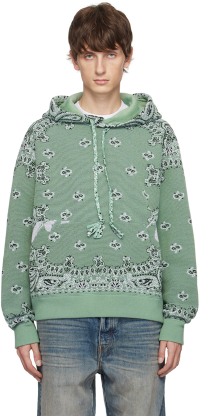 Amiri Men's Bandana Knit Hoodie In Mint