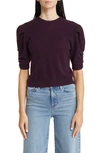 Frame Ruched Sleeve Recycled Cashmere Blend Sweater In Plum