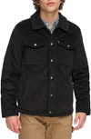 Levi's Corduroy High Pile Fleece Lined Trucker Shacket In Black