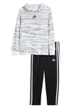 Adidas Originals Kids' Logo Hooded T-shirt & Track Pants Set In White/ Grey Multi