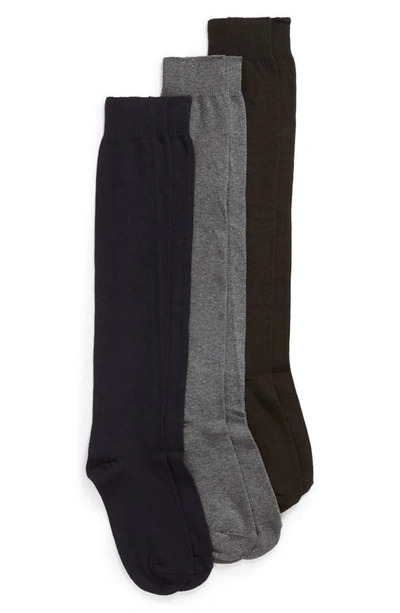 Hue 3-pack Flat Knit Knee High Socks In Graphite Heather Pack