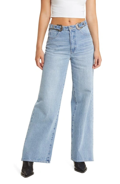 Ptcl Western Buckle Wide Leg Jeans In Indigo