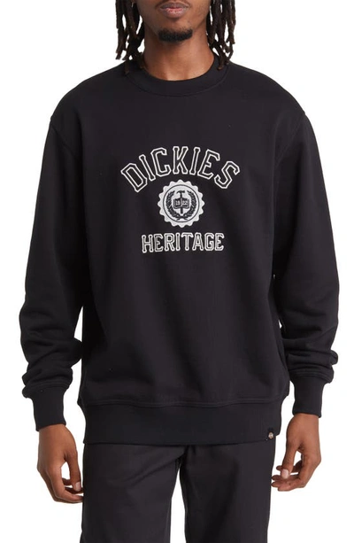 Dickies Oxford Logo Appliqué Crewneck Sweatshirt In Knit Black