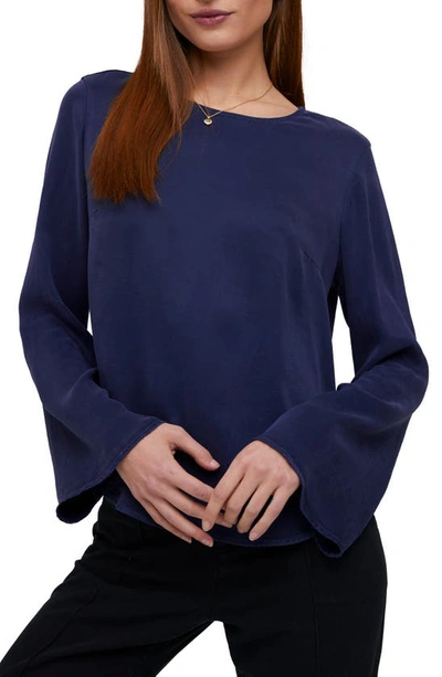 Bella Dahl Bell Sleeve Button Back Top In Bold Navy