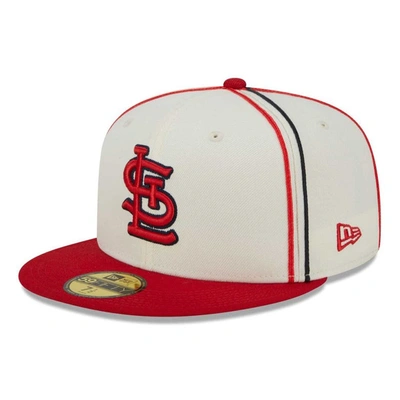 New Era Men's  Cream, Red St. Louis Cardinals Chrome Sutash 59fifty Fitted Hat In Cream,red