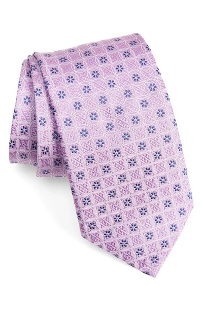 Eton Floral Circle Silk Tie In Medium Purple