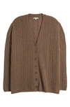 Reformation Giusta Cable Knit Oversize Cashmere Cardigan In Brown