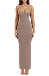 House Of Cb Lucia Strapless Corset Maxi Dress In Mocha
