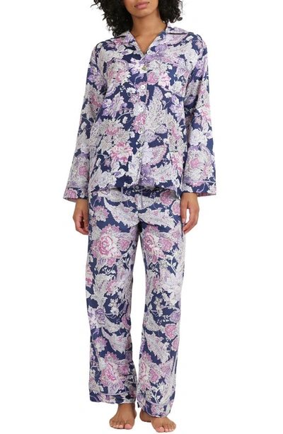 Papinelle Ella Luxe Floral Cotton & Silk Pajamas In Wisteria
