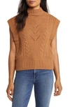 Wit & Wisdom Cable Stitch Mock Neck Sweater Vest In Nutmeg