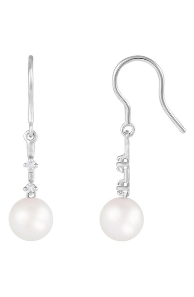 Splendid Pearls 14k Gold Diamond & Pearl Drop Earrings In White