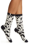 Ugg Leslie Crew Socks In Black / White Gazella