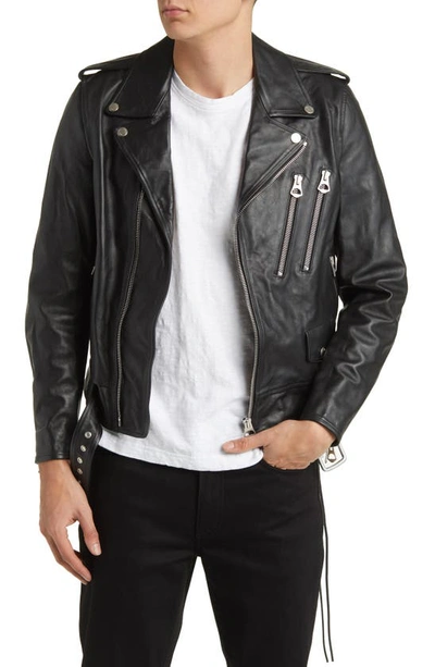 Blk Dnm Slim Fit Moto Leather Jacket In Black