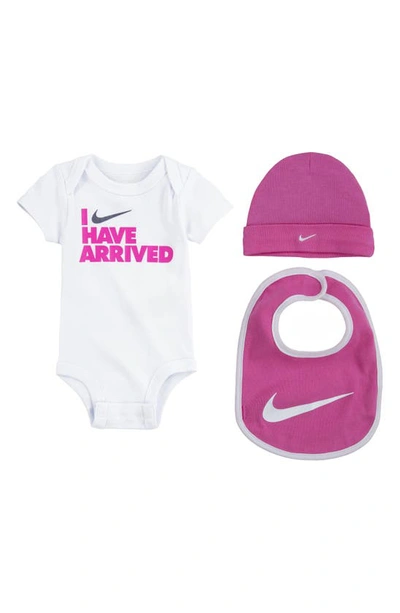 Nike Babies' I Have Arrived Bodysuit, Bib & Hat Set In White