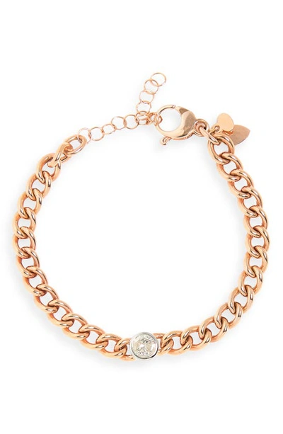 Meira T 14k Gold Bezel Set Diamond Curb Link Bracelet In Pink Gold
