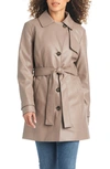 Sanctuary Faux Leather Trench Coat In Truffle (dark Taupe)